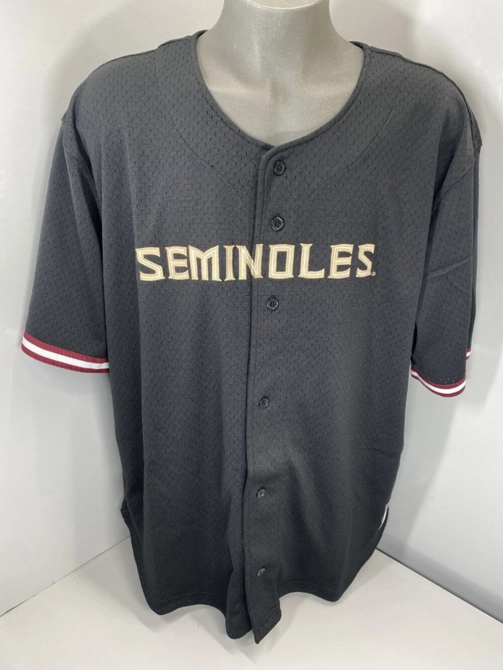 NEW MITCHELL & NESS Mens FSU Seminoles Mush Button-Up Jersey Shirt Size2XL Black